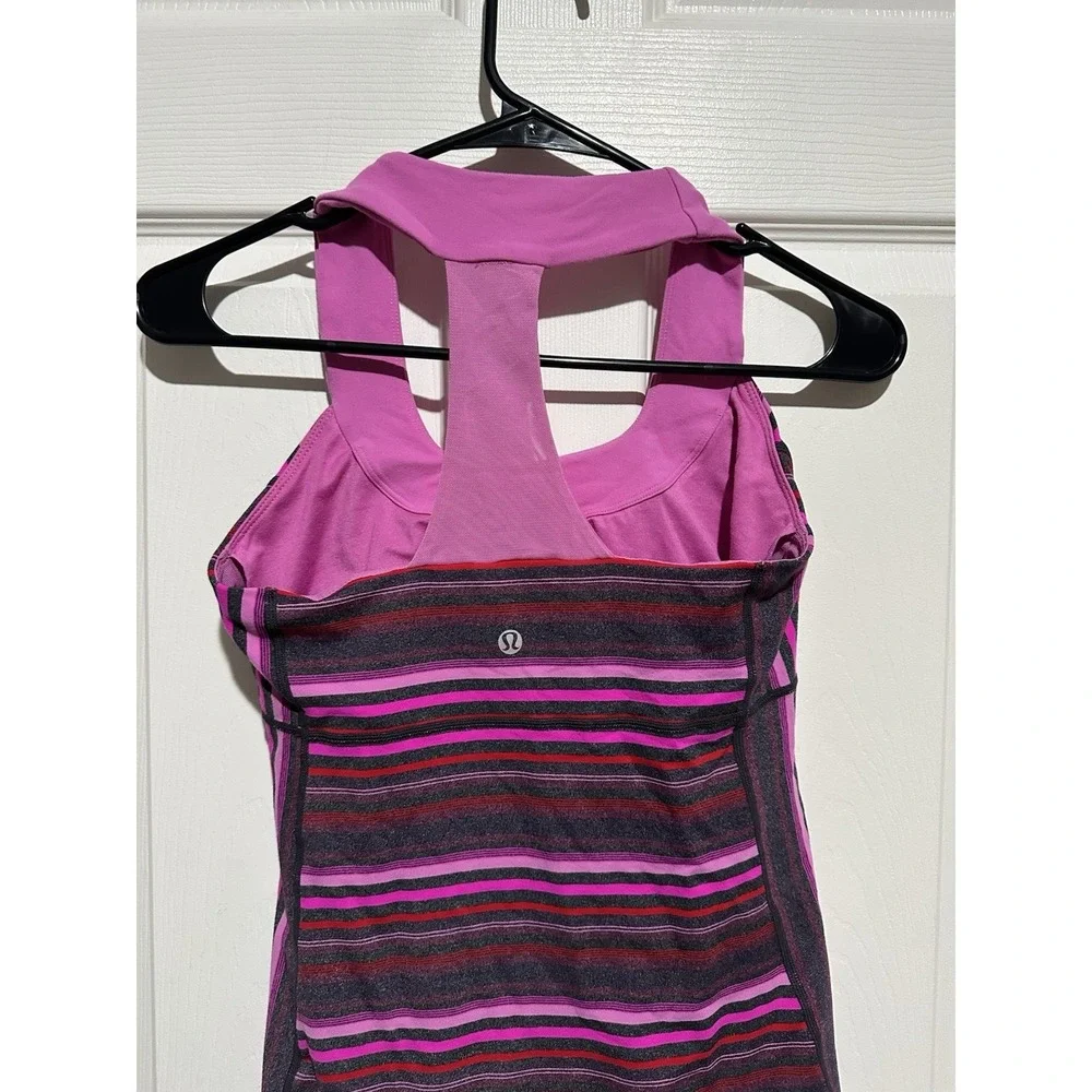 Lululemon scoop neck tank top Striped Paris Pink 6 - Picture 5 of 7